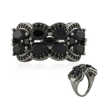 Black Spinel Silver Ring