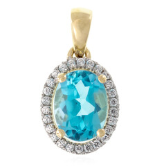 9K Swiss Blue Topaz Gold Pendant
