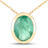 14K Zambian Emerald Gold Necklace