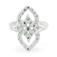 Fancy Diamond Silver Ring
