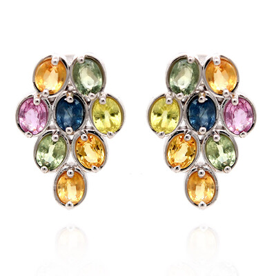 Fancy Sapphire Silver Earrings