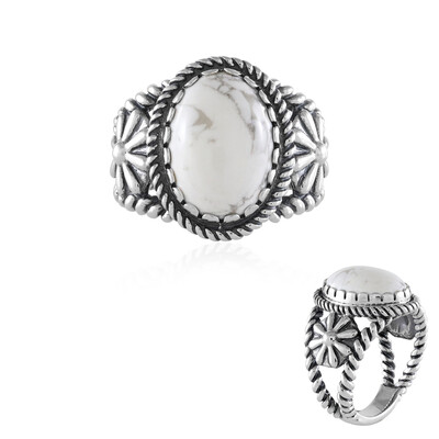 Howlite Silver Ring (Desert Chic)