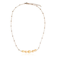 Orange Freshwater Pearl Silver Necklace (TPC)