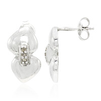 Champagne Diamond Silver Earrings