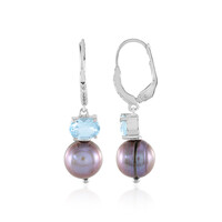 Black Freshwater Pearl Silver Earrings