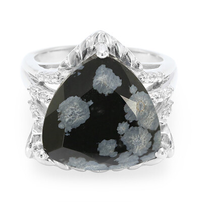 Snowflake Obsidian Silver Ring
