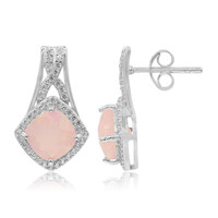 Pink Opal Silver Earrings