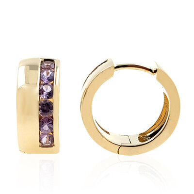 9K Unheated Ceylon Purple Sapphire Gold Earrings