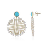 9K Sleeping Beauty Turquoise Gold Earrings (Ornaments by de Melo)