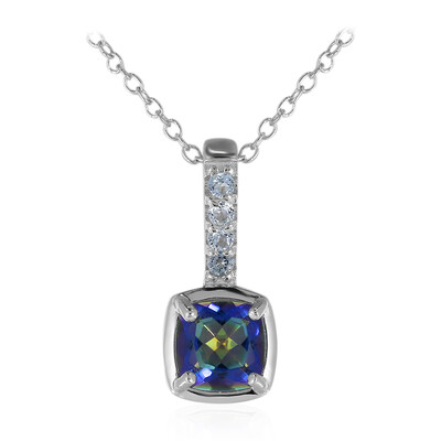 Mystic Blue Quartz Silver Necklace