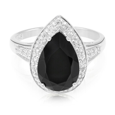 Black Spinel Silver Ring