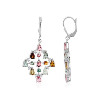 Fancy Tourmaline Silver Earrings