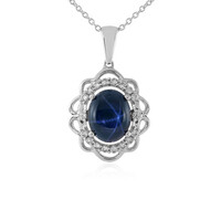 Blue Star Sapphire Silver Necklace
