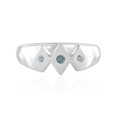 I2 Blue Diamond Silver Ring