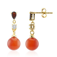 Red Onyx Silver Earrings