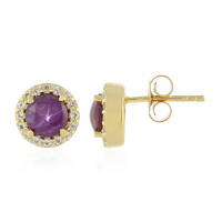 Channapatna Star Ruby Silver Earrings