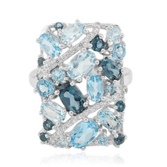 Swiss Blue Topaz Silver Ring