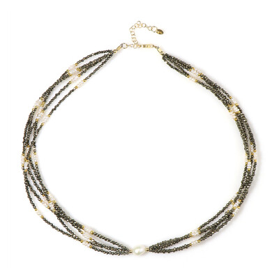 White Freshwater Pearl Silver Necklace (Riya)