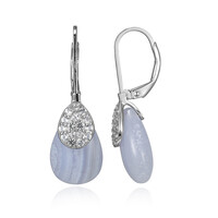 Blue Lace Agate Silver Earrings