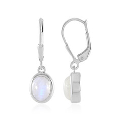 Rainbow Moonstone Silver Earrings