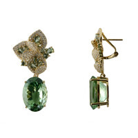 14K Rio Grande Green Amethyst Gold Earrings (de Melo)