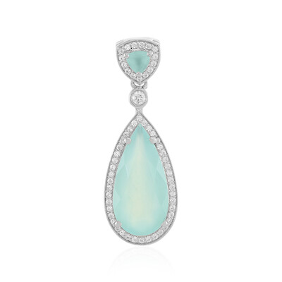 Aqua Chalcedony Silver Pendant