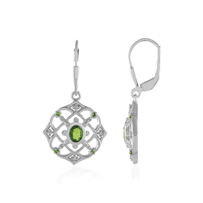 Russian Diopside Silver Earrings