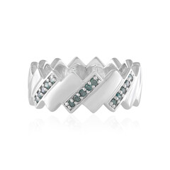 I2 Blue Diamond Silver Ring