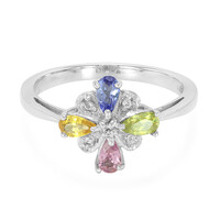 Mixed Gemstones Silver Ring