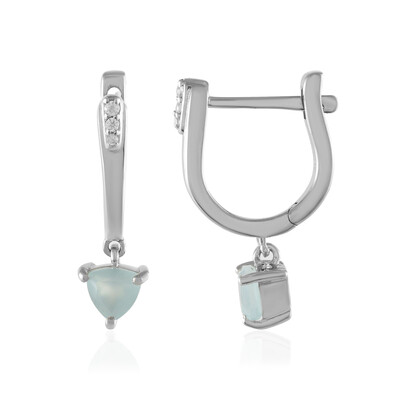 Aqua Chalcedony Silver Earrings