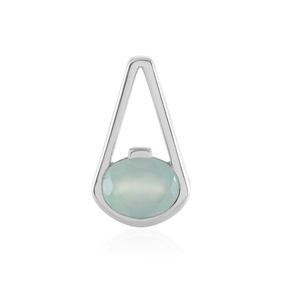 Aqua Chalcedony Silver Pendant