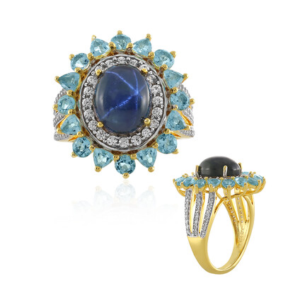 Blue Star Sapphire Silver Ring