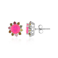 Pink Ethiopian Opal Silver Earrings