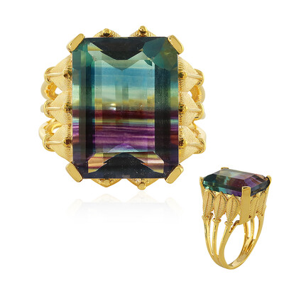Bi Colour Fluorite Silver Ring