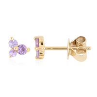 9K Unheated Ceylon Purple Sapphire Gold Earrings