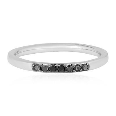 Black Diamond Silver Ring