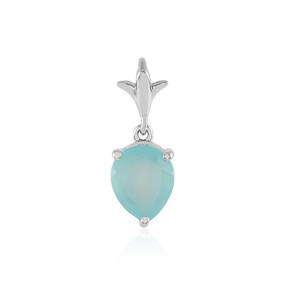 Aqua Chalcedony Silver Pendant