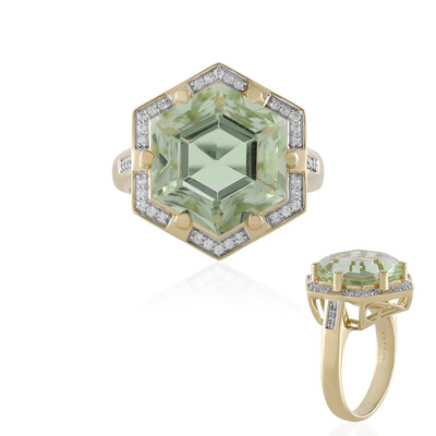 9K Green Amethyst Gold Ring (SUHANA)