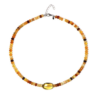 Honey Quartz Silver Necklace