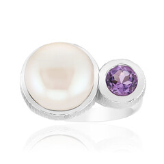 White Freshwater Pearl Silver Ring (Michelle Albala)