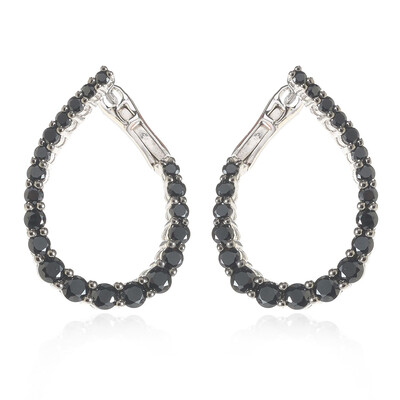 Black Spinel Silver Earrings