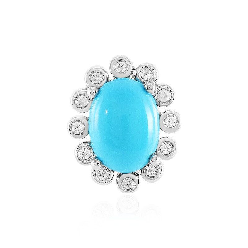Sleeping Beauty Turquoise Zircon Silver Pendant 1.79ct