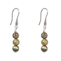 Rainforest Rhyolite Silver Earrings