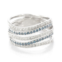 Blue Diamond Silver Ring