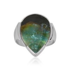Petrified Opalized Wood Silver Ring (Bali Barong)