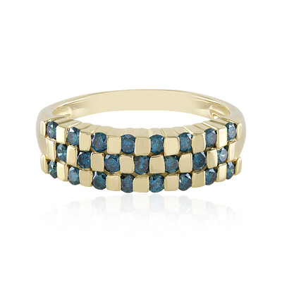 9K I2 Blue Diamond Gold Ring (de Melo)