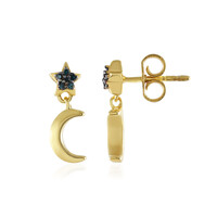 SI1 Blue Diamond Silver Earrings