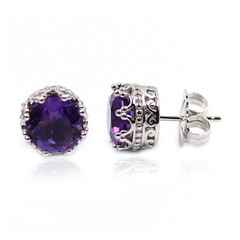 Zambian Amethyst Silver Earrings (Dallas Prince Designs)