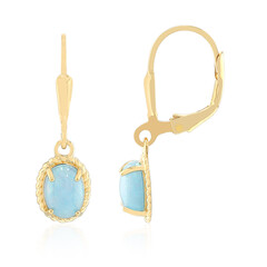 Caribbean Blue Opal Silver Earrings
