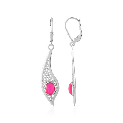 Pink Ethiopian Opal Silver Earrings